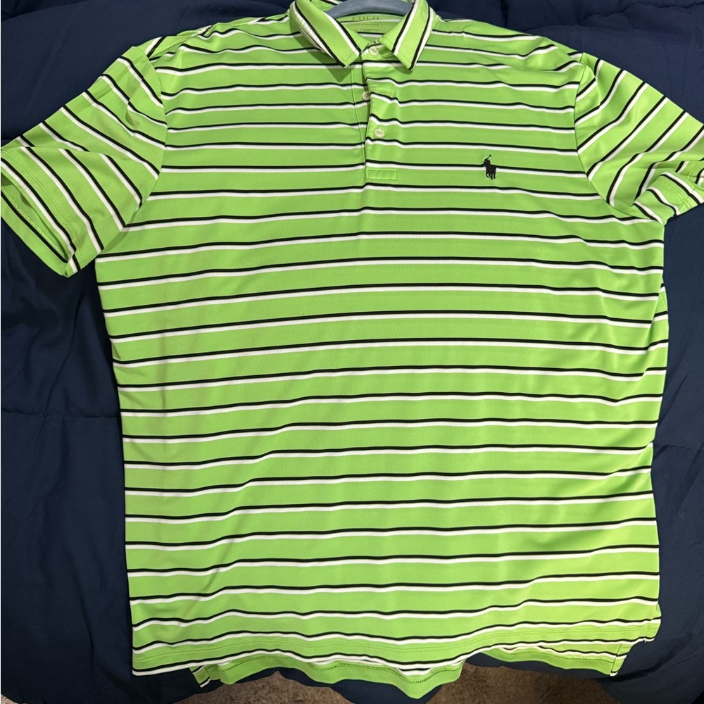 Performance Polo by Ralph Lauren Men's Lime Green Striped Polo